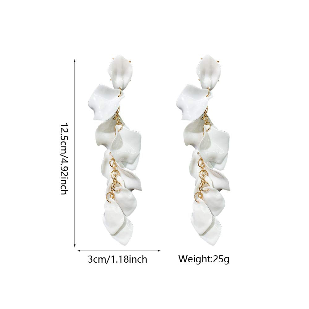 Long Acrylic Rose Petal Earrings Dangle Exaggerated Flower Earrings Drop Statement Floral Tassel Earrings for Women