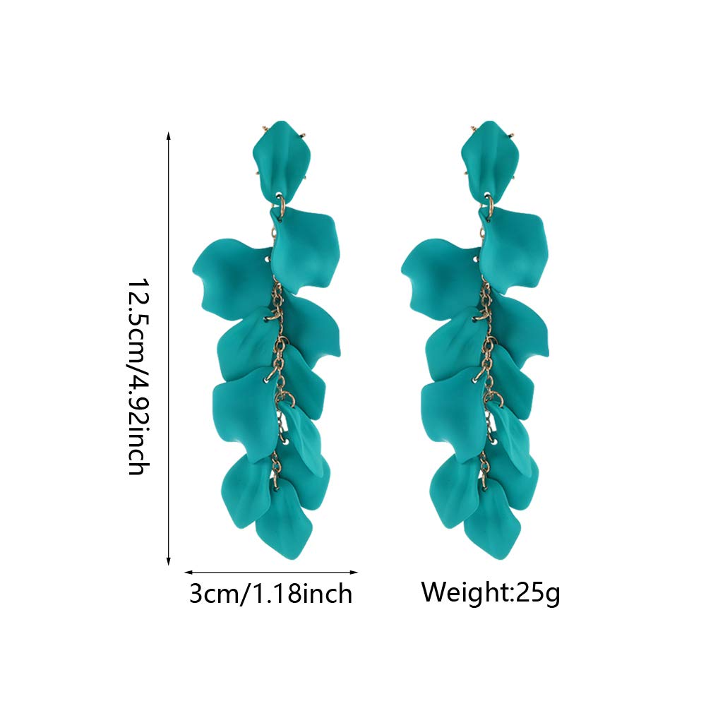 Long Acrylic Rose Petal Earrings Dangle Exaggerated Flower Earrings Drop Statement Floral Tassel Earrings for Women