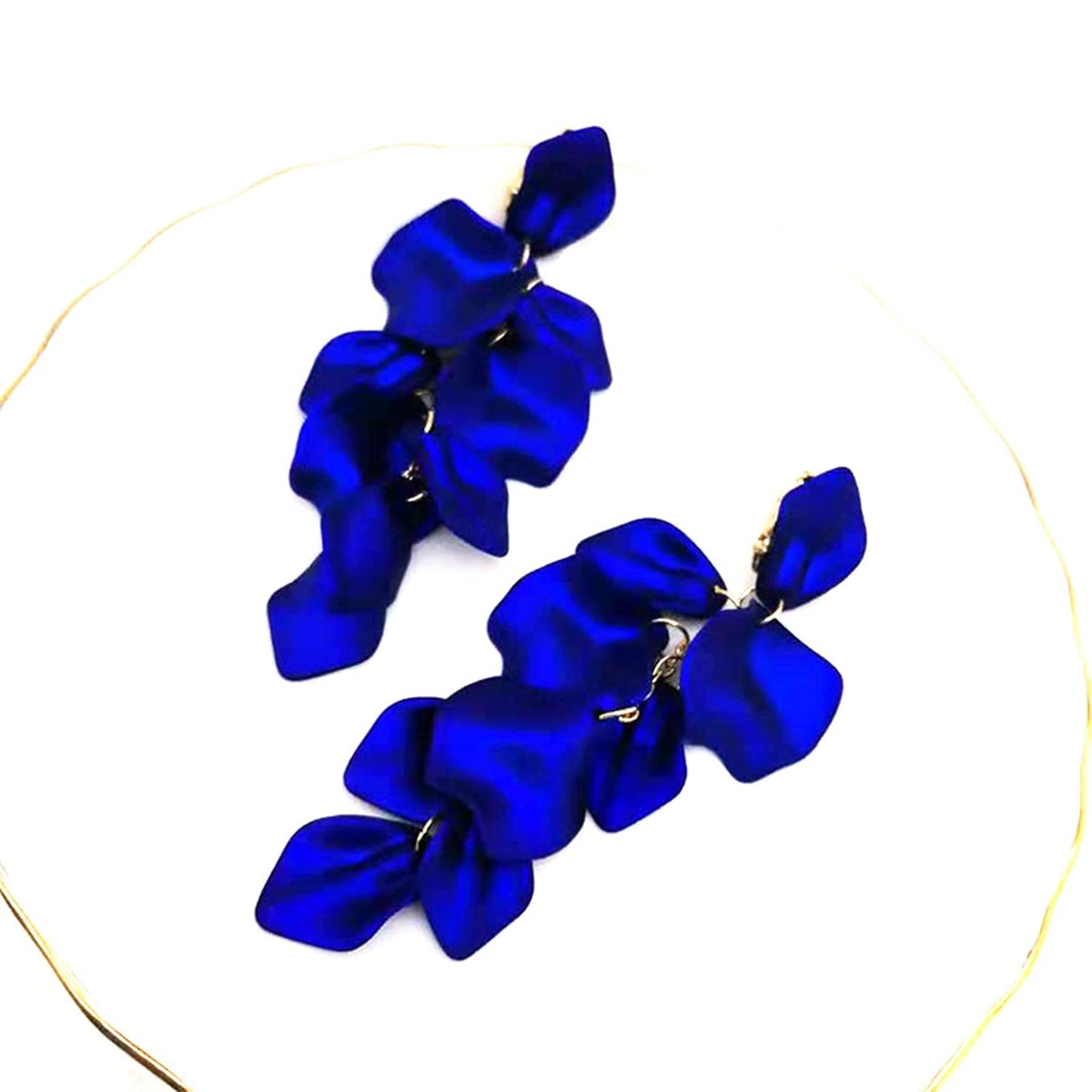 Long Acrylic Rose Petal Earrings Dangle Exaggerated Flower Earrings Drop Statement Floral Tassel Earrings for Women