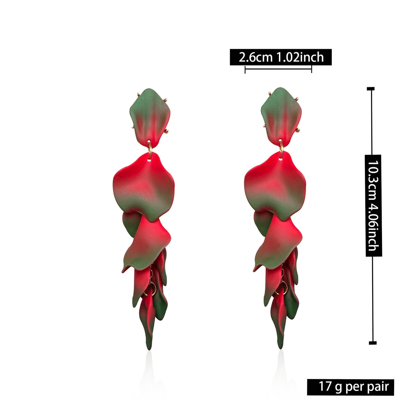 Long Acrylic Rose Petal Earrings Dangle Exaggerated Flower Earrings Drop Statement Floral Tassel Earrings for Women