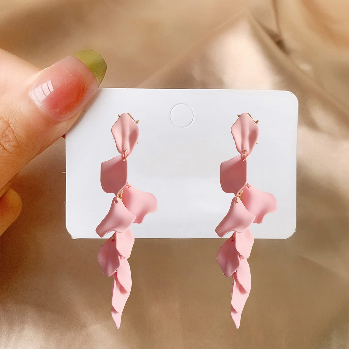 Long Acrylic Rose Petal Earrings Dangle Exaggerated Flower Earrings Drop Statement Floral Tassel Earrings for Women