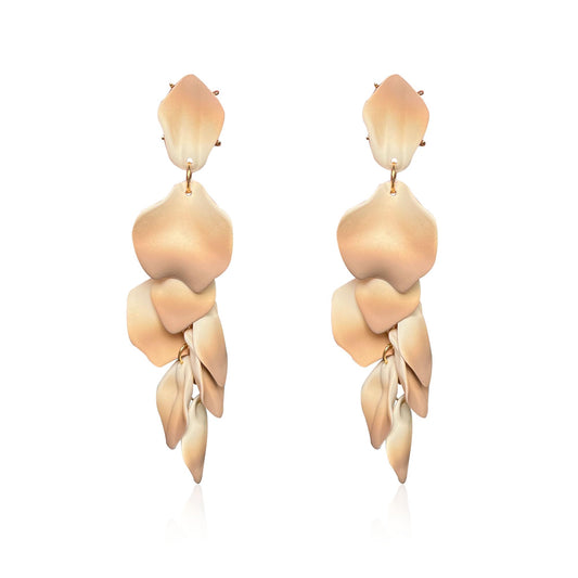 Long Acrylic Rose Petal Earrings Dangle Exaggerated Flower Earrings Drop Statement Floral Tassel Earrings for Women