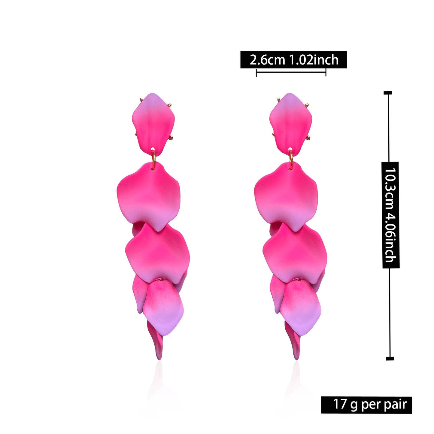 Long Acrylic Rose Petal Earrings Dangle Exaggerated Flower Earrings Drop Statement Floral Tassel Earrings for Women