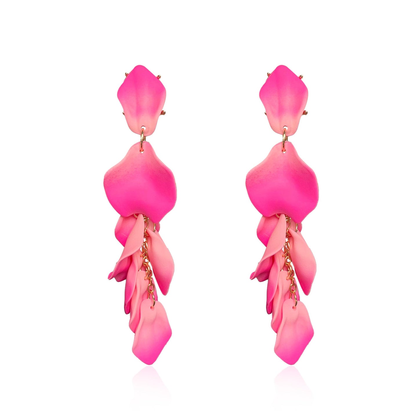 Long Acrylic Rose Petal Earrings Dangle Exaggerated Flower Earrings Drop Statement Floral Tassel Earrings for Women