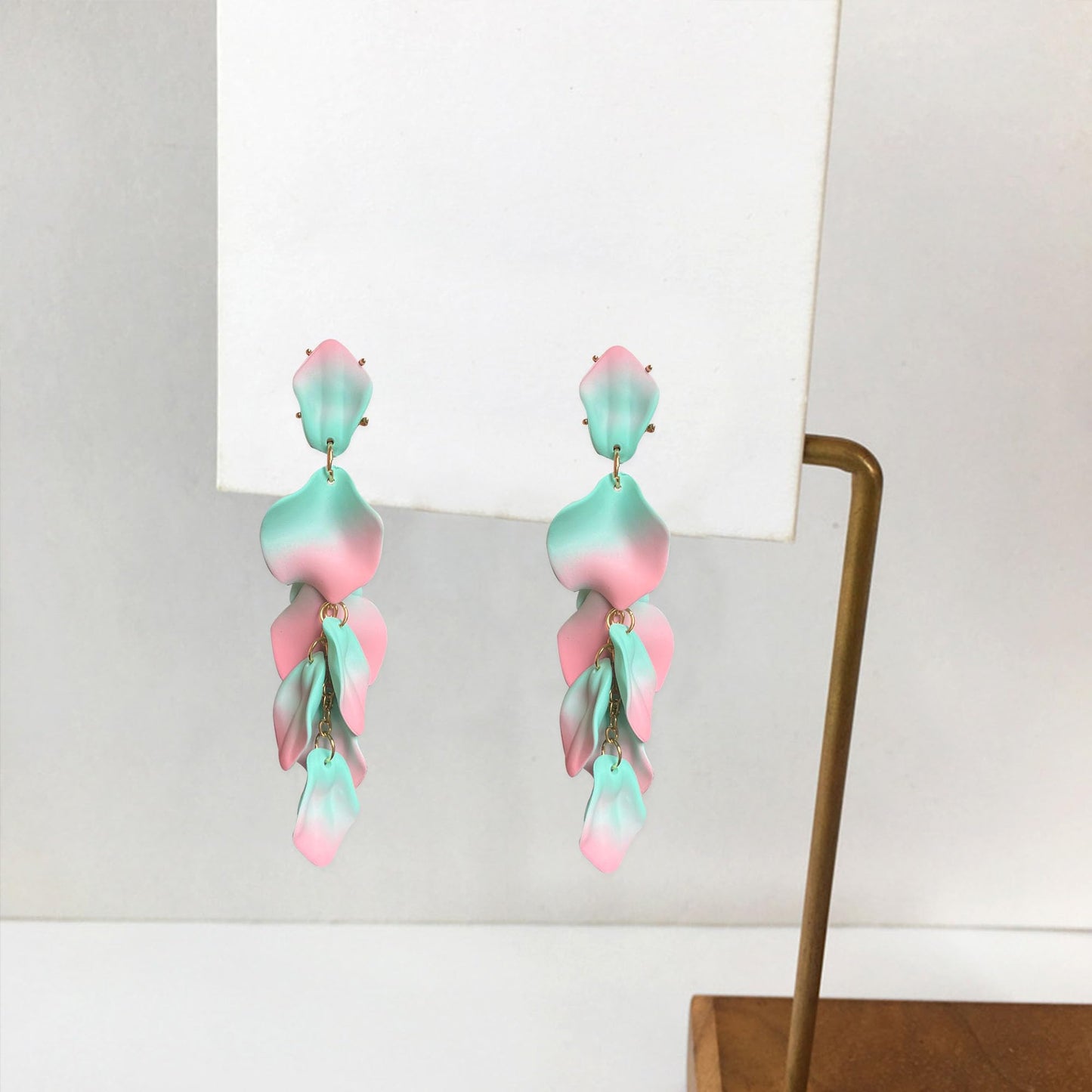 Long Acrylic Rose Petal Earrings Dangle Exaggerated Flower Earrings Drop Statement Floral Tassel Earrings for Women