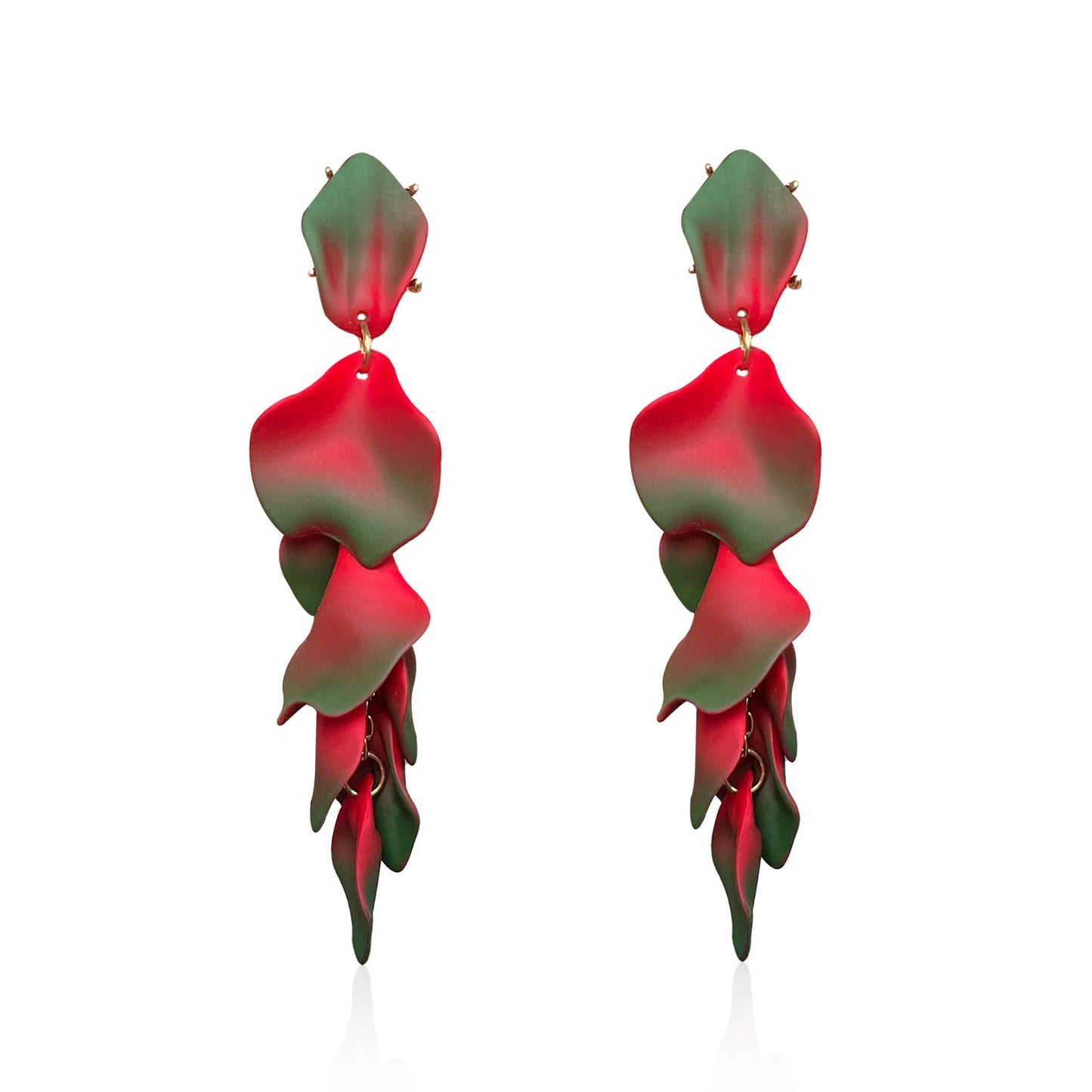 Long Acrylic Rose Petal Earrings Dangle Exaggerated Flower Earrings Drop Statement Floral Tassel Earrings for Women