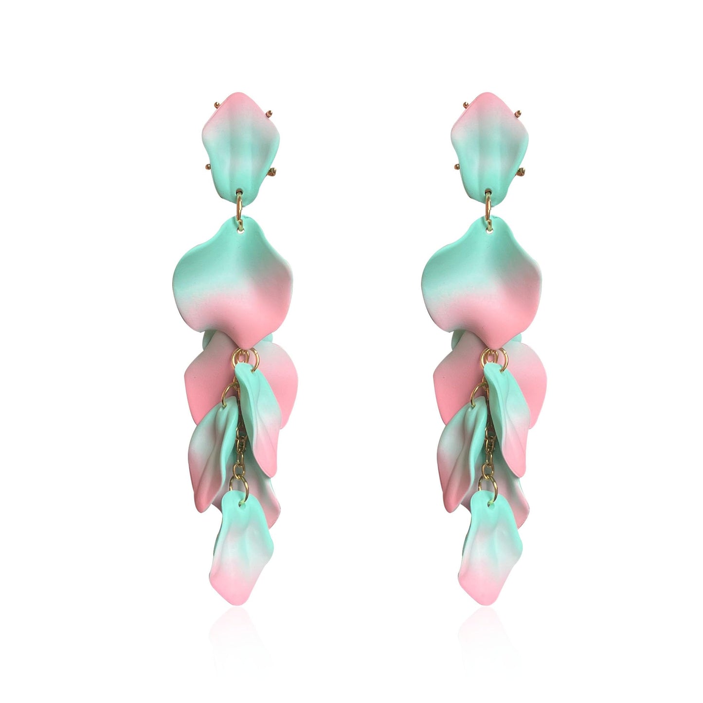 Long Acrylic Rose Petal Earrings Dangle Exaggerated Flower Earrings Drop Statement Floral Tassel Earrings for Women