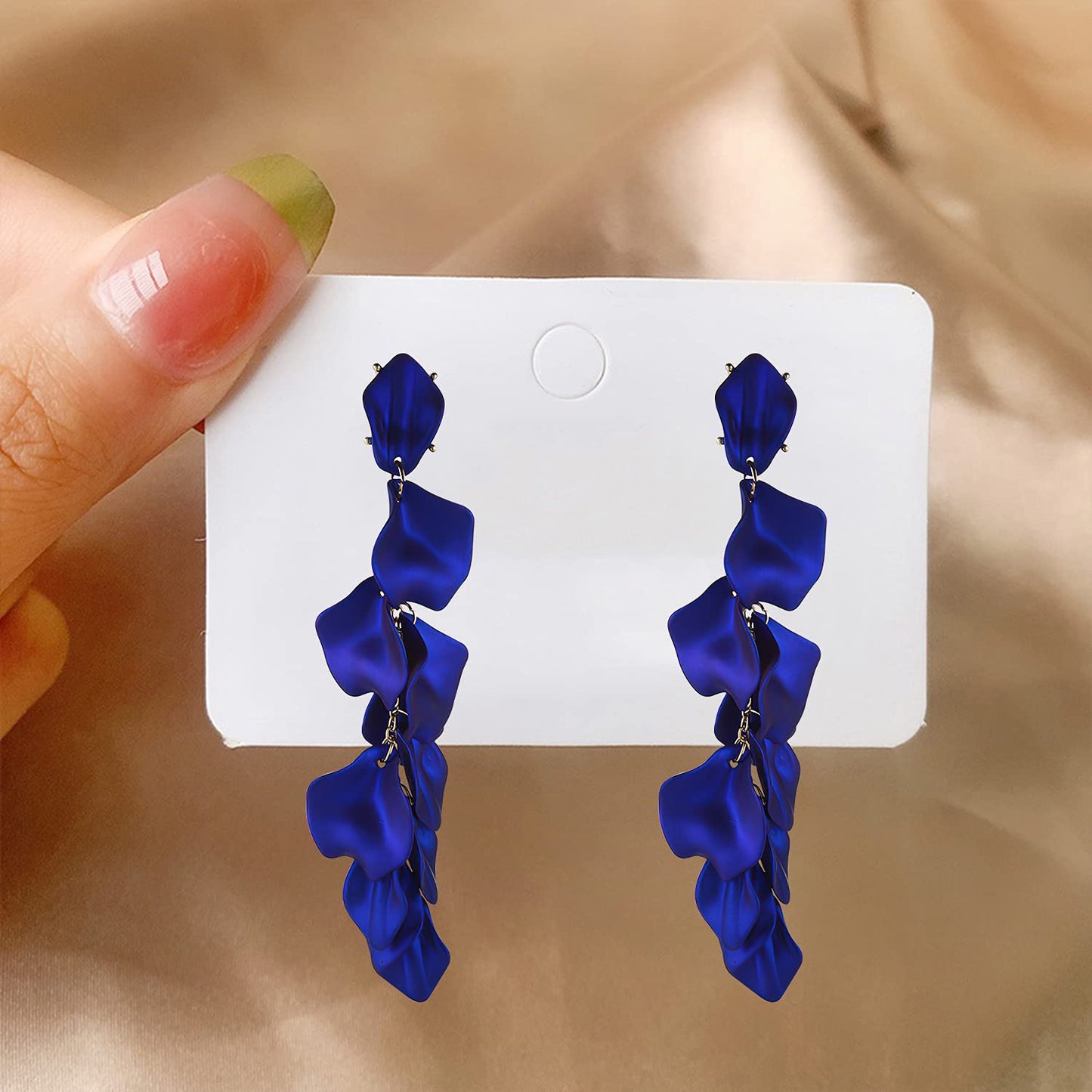 Long Acrylic Rose Petal Earrings Dangle Exaggerated Flower Earrings Drop Statement Floral Tassel Earrings for Women