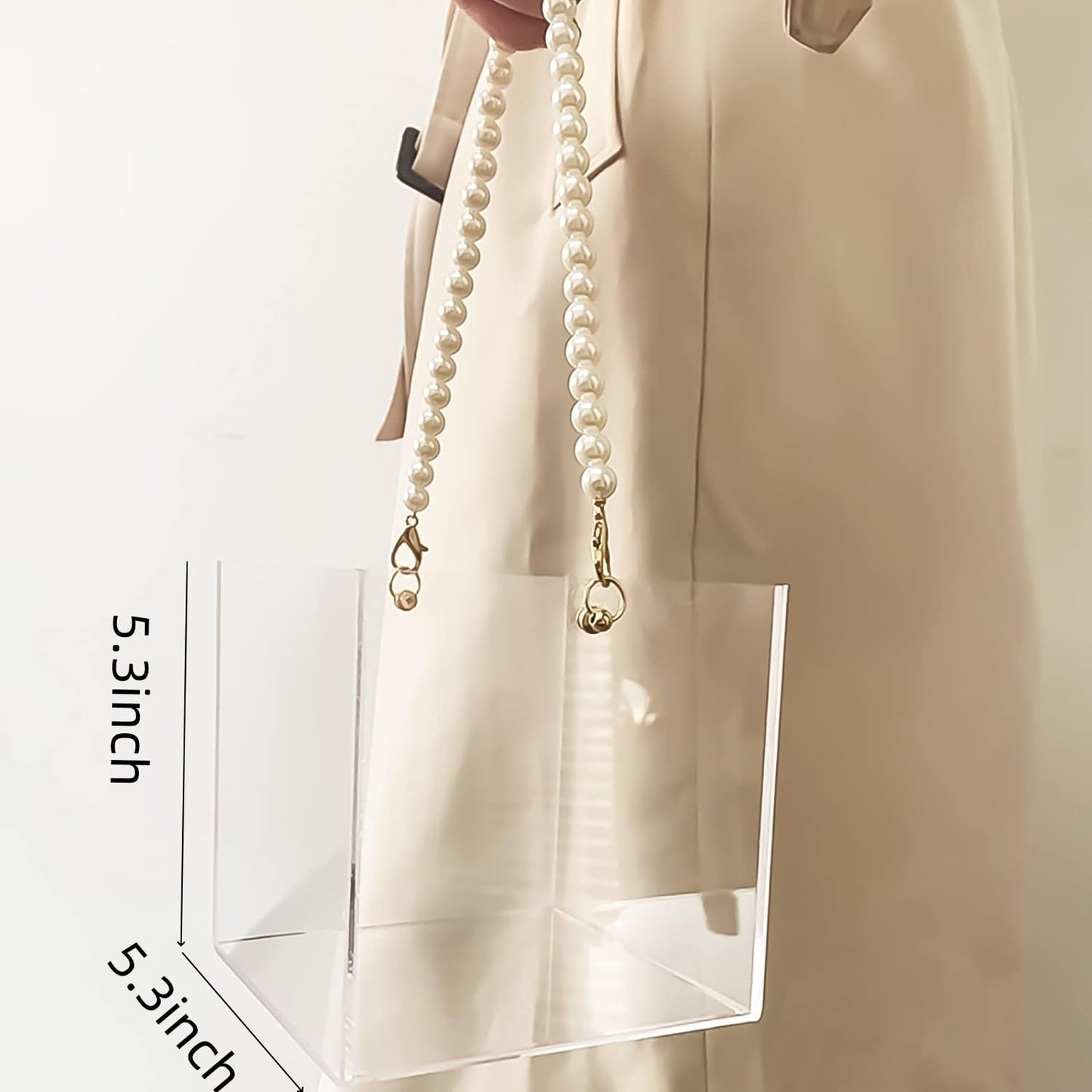 Flower Girl Basket Wedding Basket Petals basket with ribbon Acrylic Flower Holder for Confetti (Pearl)