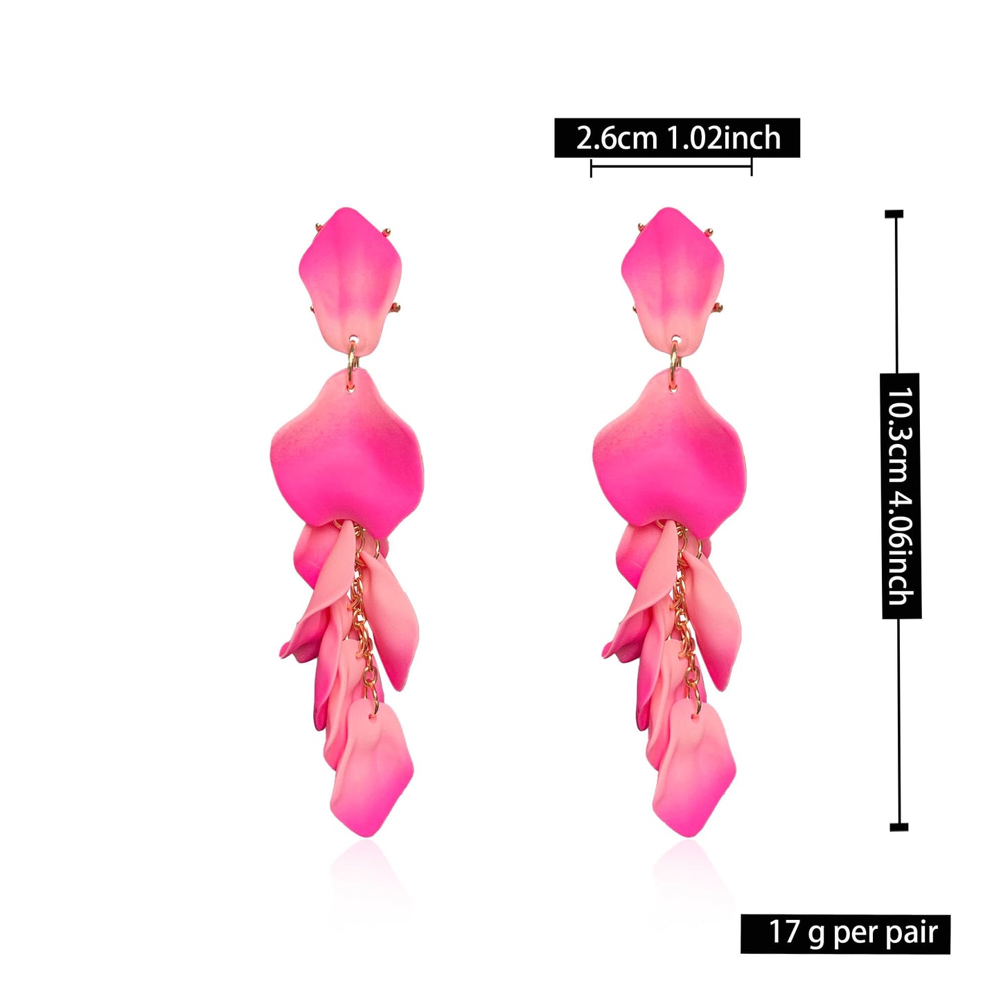 Long Acrylic Rose Petal Earrings Dangle Exaggerated Flower Earrings Drop Statement Floral Tassel Earrings for Women