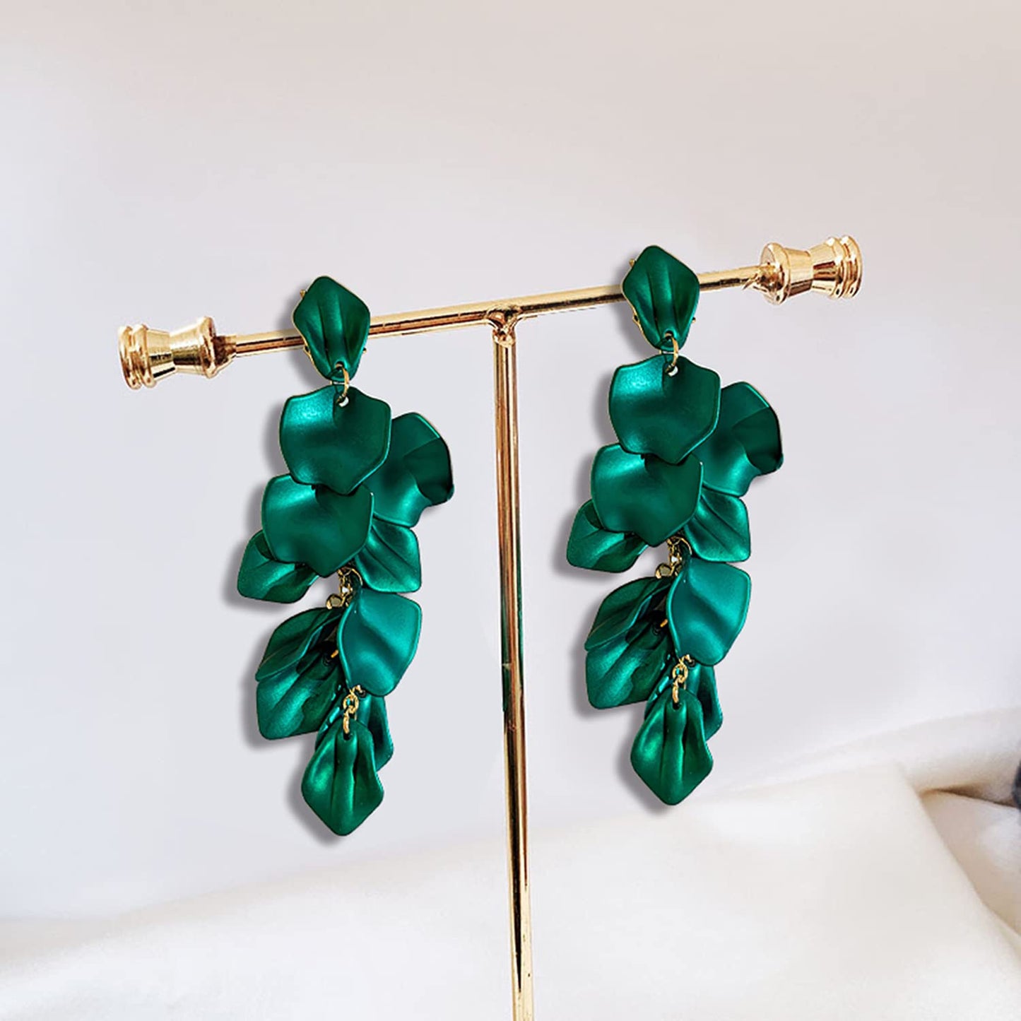 Long Acrylic Rose Petal Earrings Dangle Exaggerated Flower Earrings Drop Statement Floral Tassel Earrings for Women