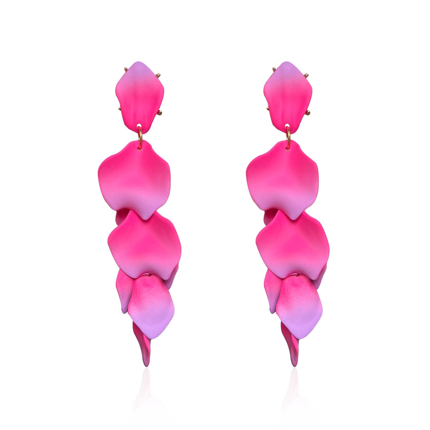 Long Acrylic Rose Petal Earrings Dangle Exaggerated Flower Earrings Drop Statement Floral Tassel Earrings for Women