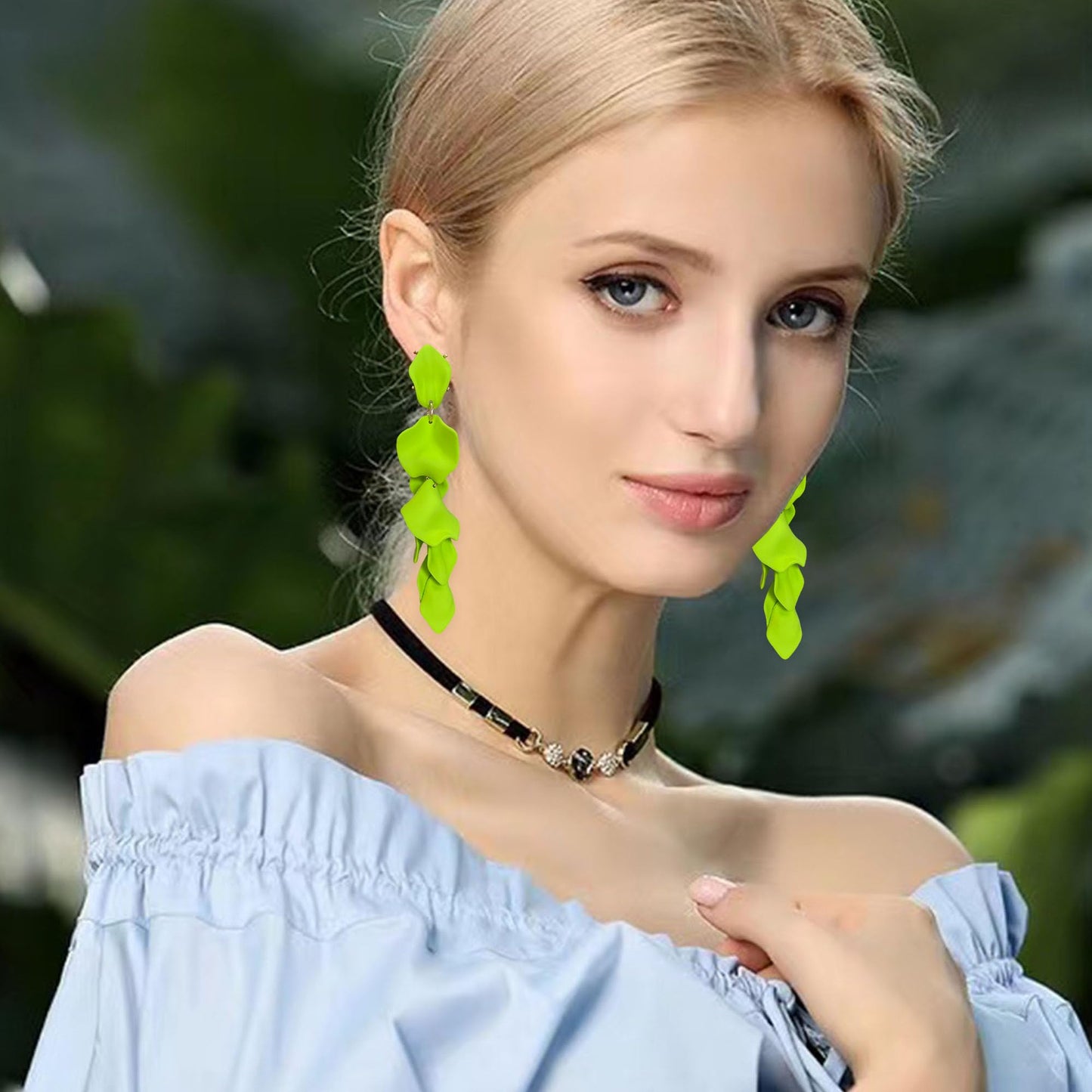 Long Acrylic Rose Petal Earrings Dangle Exaggerated Flower Earrings Drop Statement Floral Tassel Earrings for Women