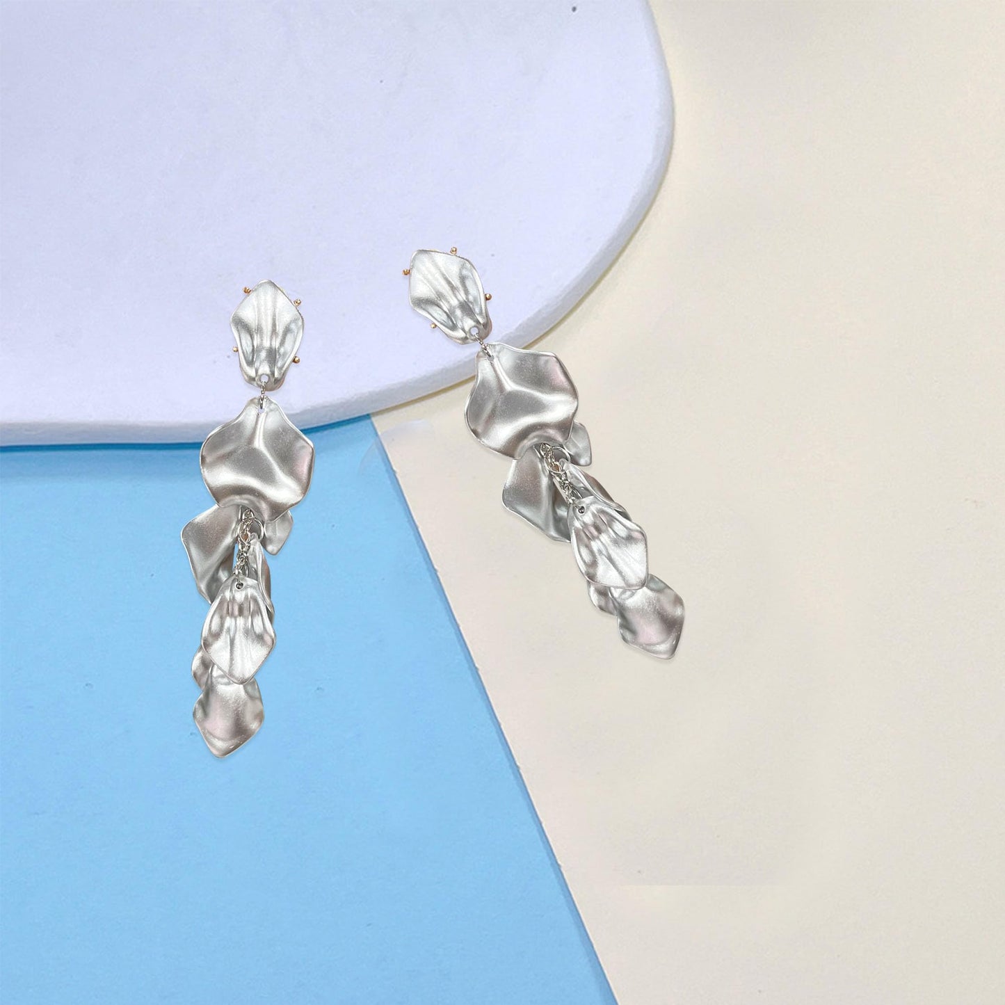 Long Acrylic Rose Petal Earrings Dangle Exaggerated Flower Earrings Drop Statement Floral Tassel Earrings for Women