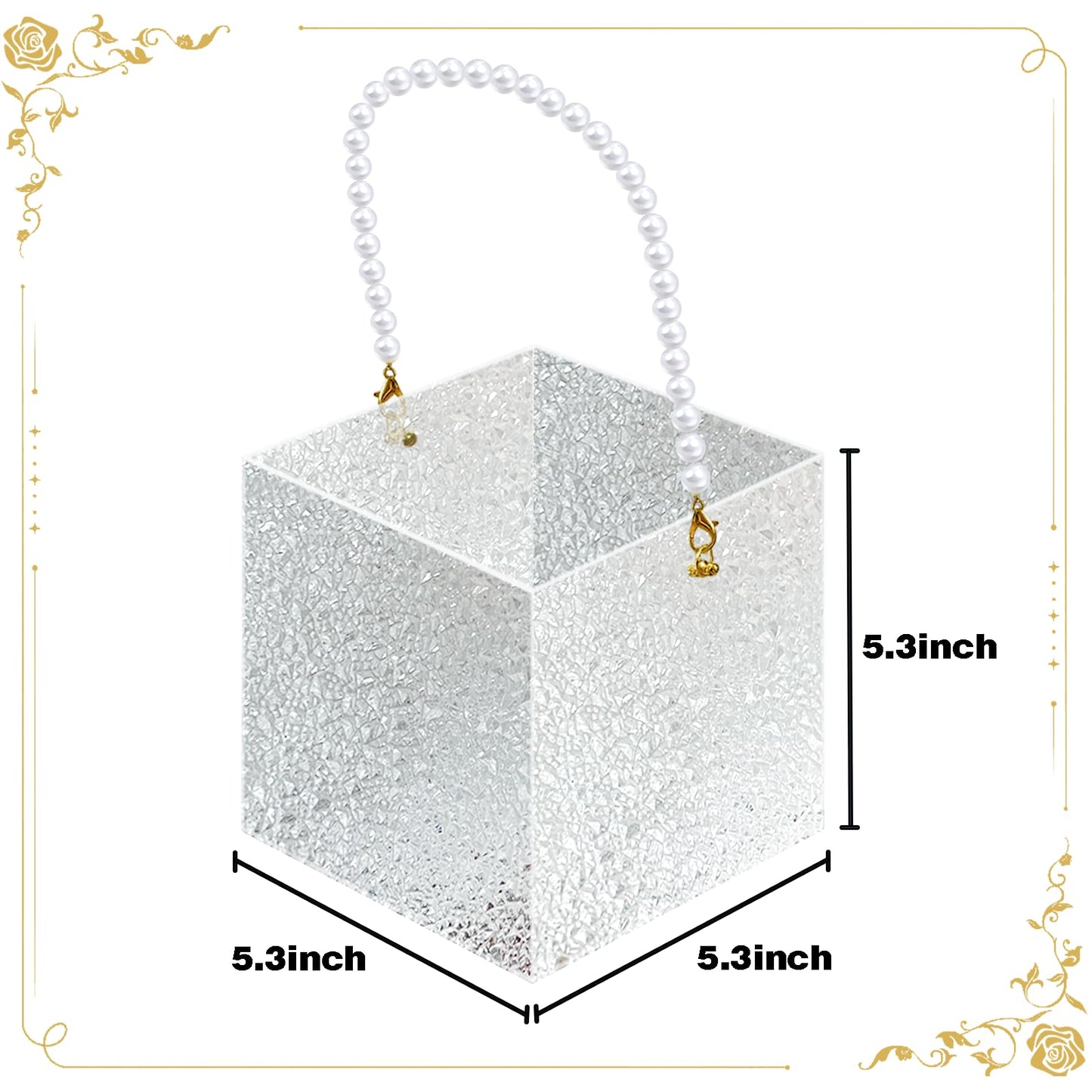 Clear Flower Girl Basket Fan Shape Wedding Petals Basket with Pearl Handle Acrylic Flower Holder for Confetti,Wedding Decoration (Fan Shape)