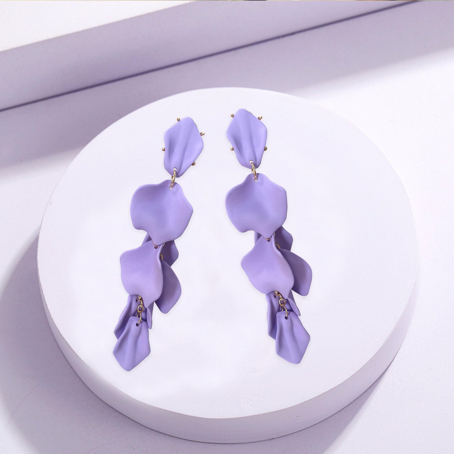 Long Acrylic Rose Petal Earrings Dangle Exaggerated Flower Earrings Drop Statement Floral Tassel Earrings for Women